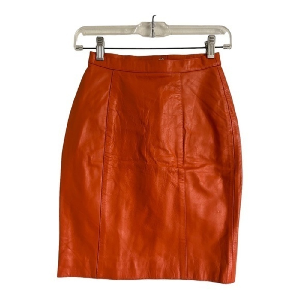 Vintage 80s La Roxx Red Leather Mini Skirt Size 4